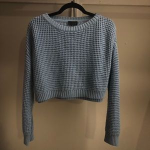 TopShop Baby Blue Cropped Knit Sweater